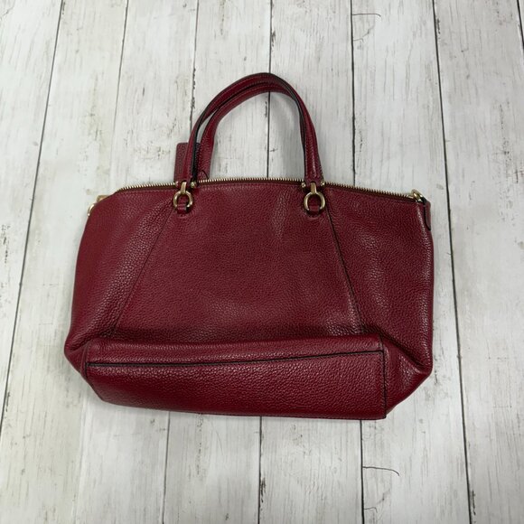 Coach Red Prairie Pebble Leather Satchel - Picture 2 of 6